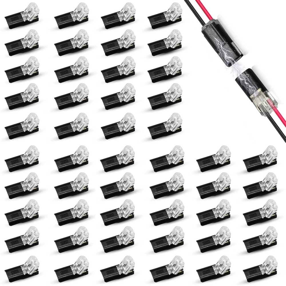50 Pcs Solderless 2 Pin Wire Connectors Quick Splice Low Voltage Terminals Kit