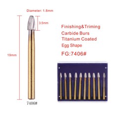 Dental FG 7406 Burs Tungsten Carbide Trimming&Finishing Egg Shape
