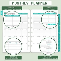 2028 Monthly Planner Refill A5 7-Hole Punched Planner Inserts July 2026-2028