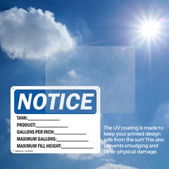 (2 Pack) Tank_Product_Gallons Per Inch_ OSHA Notice Sign Decal Metal Plastic