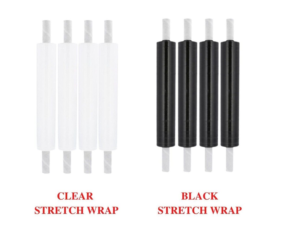 BLACK/CLEAR EXTENDED CORE PALLET STRETCH SHRINK WRAP PARCEL PACKAGING FILM – 20″