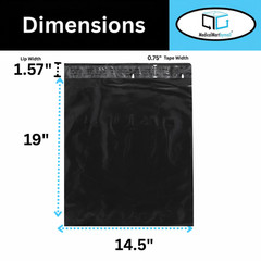 500 Pcs Black Poly Mailers 2 Mil Shipping Envelopes Mailing Bags 14.5 x 19