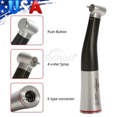 Dental 1:5 LED Fiber Optic Contra Angle Increasing Handpiece Inner 4 Spray black