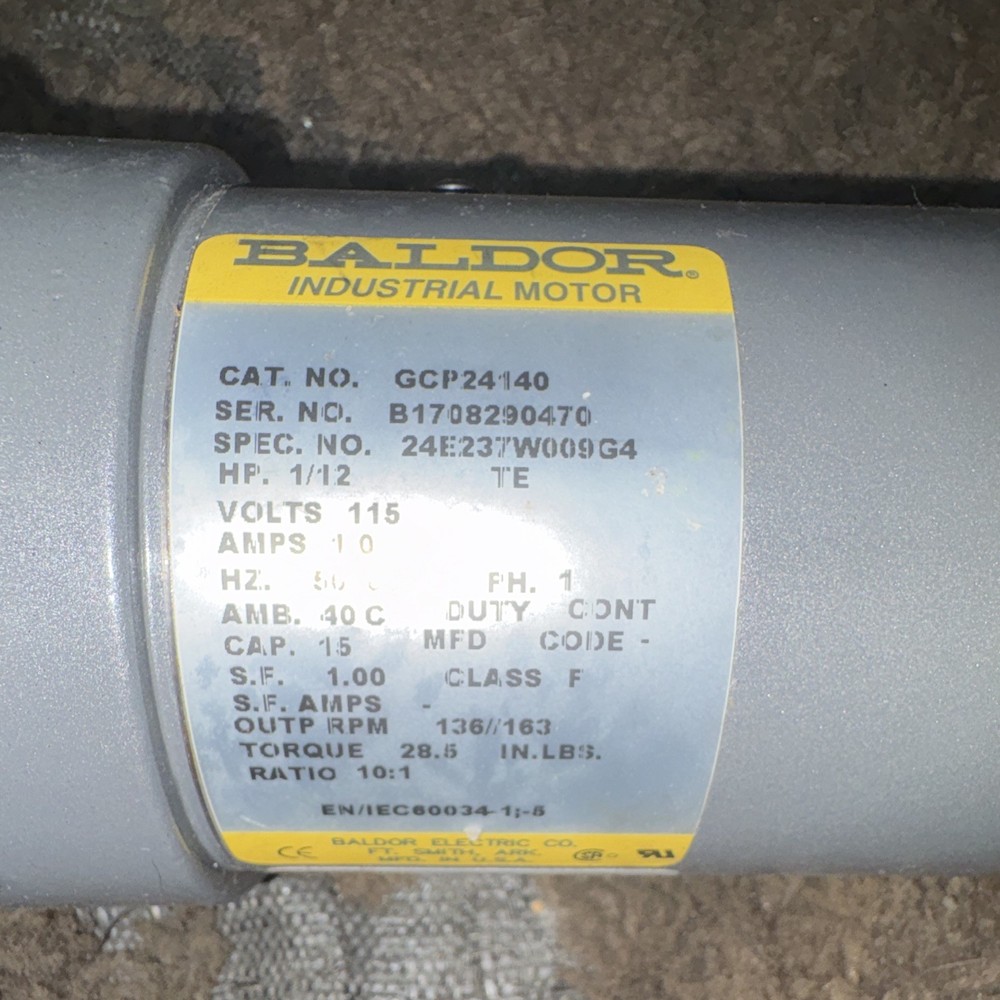 Baldor GCP24140 Industrial Motor 1/12 HP 115V AC Single Phase TE Foot 163 RPM