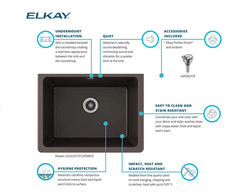 Elkay ELGU251912PDBK0 Quartz Classic 25″ Undermount Single Basin Laundry Sink Bl