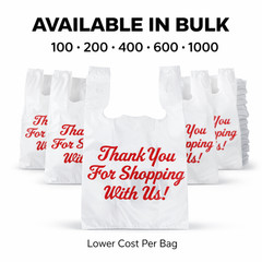 Thank You T-Shirt Bags 0.71 Mil HDPE Grocery Carryout Bags 11.5×6.25×21
