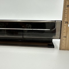 1980s Plastic Black with Faux Wood Desk Caddy Clear Smoke Organizer Hong Kong