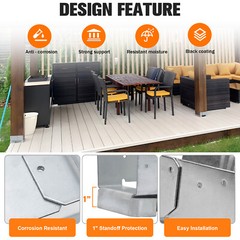 10PCS 4×6 Heavy Duty Post Base for Concrete w/ 1-inch Standoff for Pergola/Patio