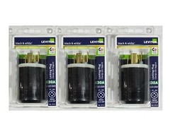 Leviton 2711-CS Pro Electrical Locking Plug 2711, 30A 125/250V – 3 PACK