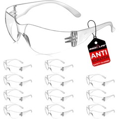 Bison Life Safety Glasses: 12-Pair Pack, Scratch-Resistant & Impact-Resistant