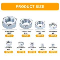 Metric Hex Nuts Assortment Kit, 430 Pcs Stainless Steel Hex Nuts Set, Hex Har…