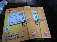 (2) Avery Clear Self Adhesive Quick Laminating Sheets 9″ x 12″ # 73601 = 100 ct.