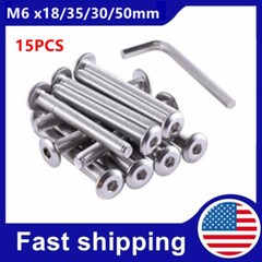 M6 x18/35/30/50mm Stainless Steel Flat Head Hex Socket Cap Bolts Screws – 15pcs