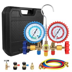 HVAC AC 3‑Way Manifold Gauge Set w/ 5ft Hoses R1234yf R404a R134a Refrigeration