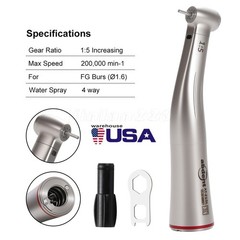 Dental 1:1/1:5/20:1 Fiber Optic LED Increasing Contra Angle Handpiece