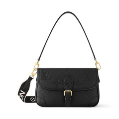 Louis Vuitton Black Embossed Monogram Shoulder Bag, Buckle, Strap, Pockets