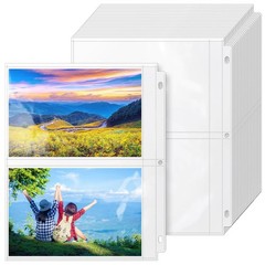 50 Pack 5″ x 7″ Clear Photo Sleeves for 3 Ring Binder, Double Sided 2-Pocket She