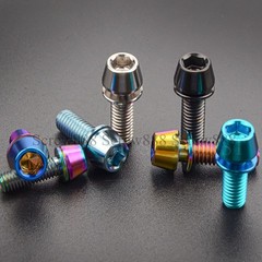M5 M6x16 18 20 25mm Titanium Bolt+Washer MTB Bike Fixed Stem Handlebar Part 6pcs