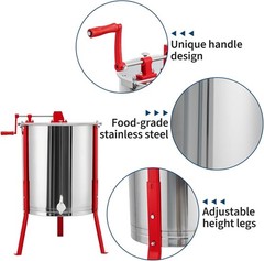 2/4 Frame Manual Honey Extractor, Stainless Steel Manual Beekeeping Extraction