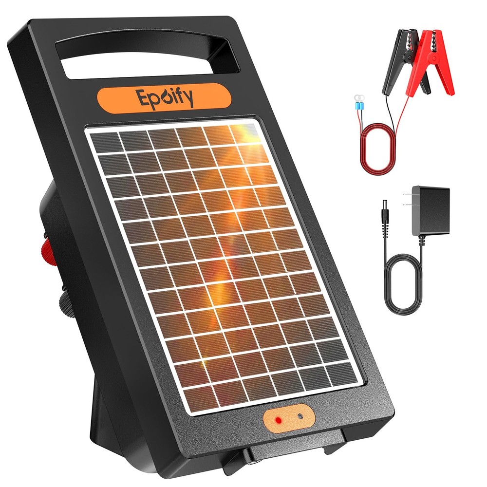 24 Hour Solar Electric Fence Charger, 10 Miles, Up to 10200v Output Range Ele…