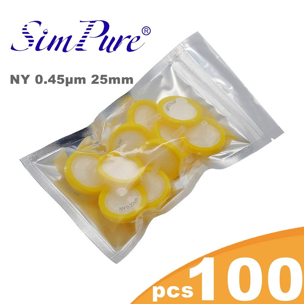 10-100pcs Nylon NY Membrane Syringe Filter 0.45μm 25mm Hydrophilic PP Prefilter
