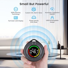 Portable CO2 Detector Mini Indoor Monitor NDIR Sensor Alarm Calibration LCD Home