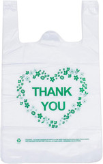 Thank You T Shirt Bags White Plastic Grocery Bags with Handles,Standard Supermar
