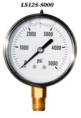 New Hydraulic Liquid Filled Pressure Gauge 0-5000 PSI 2.5″ Face 1/4″ LM