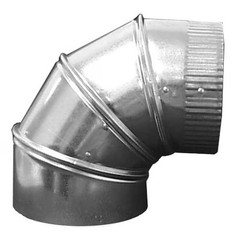 Round 90 Degree Elbow, 5 in Duct Dia, Galvanized Steel, 24 ga GA, 6 3/4 in W, 8″