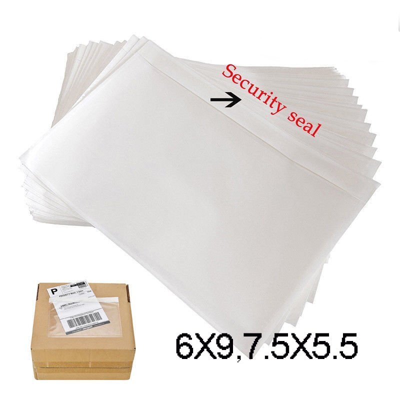 6 x 9 , 7.5 x 5.5 Clear Adhesive Top Loading Packing List Label Invoice Envelope