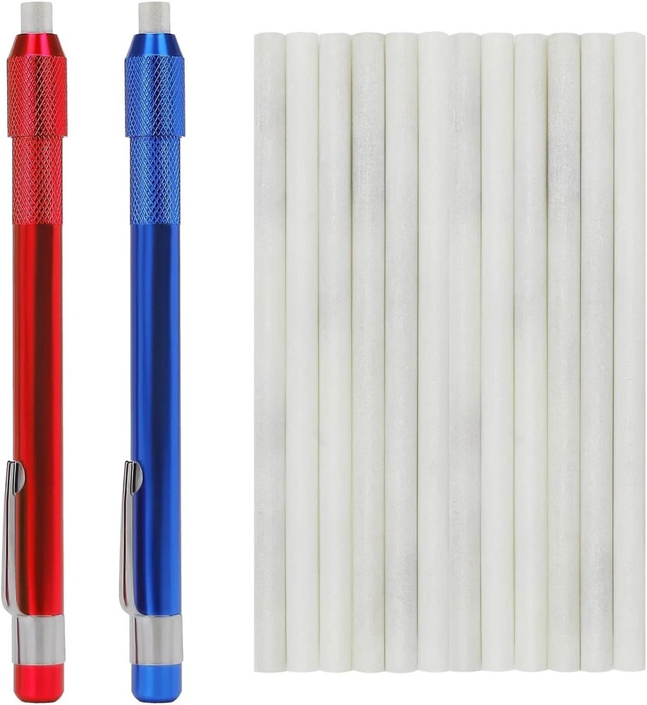 Soapstone Holder Pack of 14, 2Pcs round Soapstone Pencils with 12Pcs Soapstone R