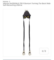 Werner R433006LE-TB 9′ Bantam Twinleg Tie-Back Web Self-Retracting Lifeline