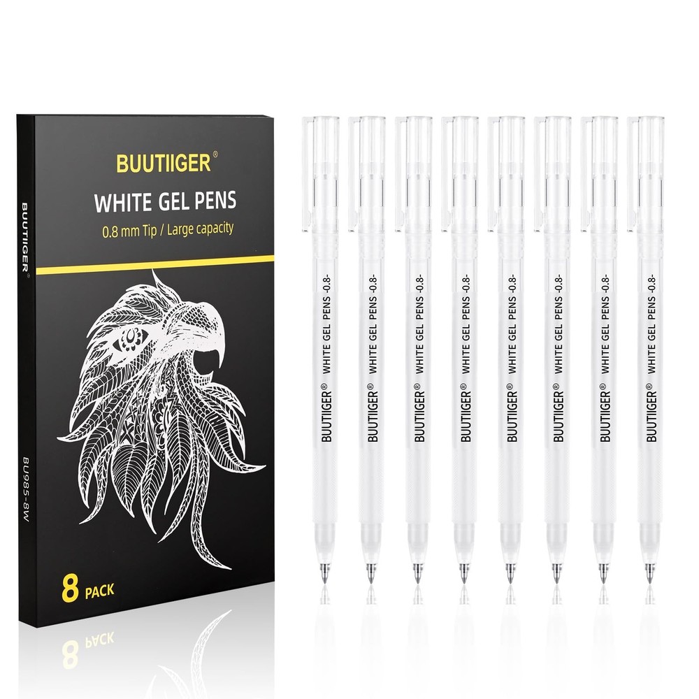 White Gel Pens 0.8mm Fine Point Opaque White Archival Ink Pen for Black Paper…