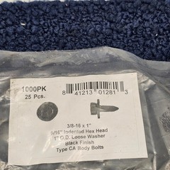 (25 PCS) Disco 1000PK: 3/8-16 x 1″, 9/16″ Indented Hex Washer Head CA Body Bolt