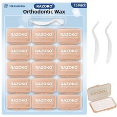 RAZOKO Orthodontic WAX for BRACES Irritation – WHITE/ UNSCENTED – 15 pk – Dental