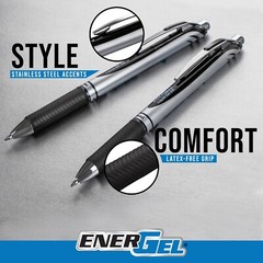 Pentel EnerGel RTX Retractable Liquid Gel Pens, Medium Point, 12 Assorted Colors