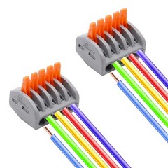 smseace 25 Pcs 5 Port Lever Nut Conductor Compact Wire Connectors Fast Connec…