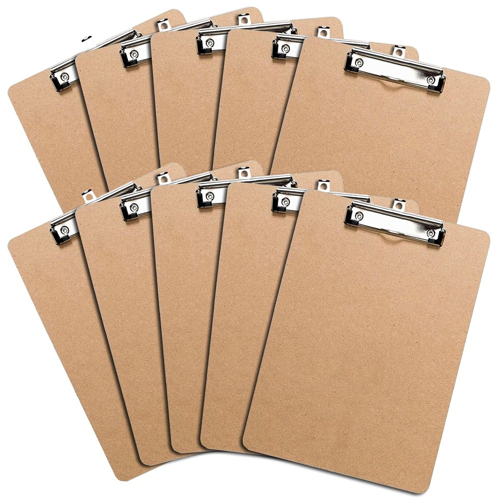 Letter Size Clipboards with Low Profile Clip Set of 10 – Wood Clipboards Bulk…