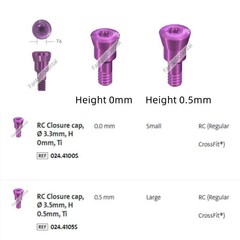 2 Pcs Dental RC Closure Screw Healing Cap Abutment Height 0mm 0.5mm