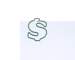 100 Count Green Dollar Sign Shaped Paper Clips Cash Money