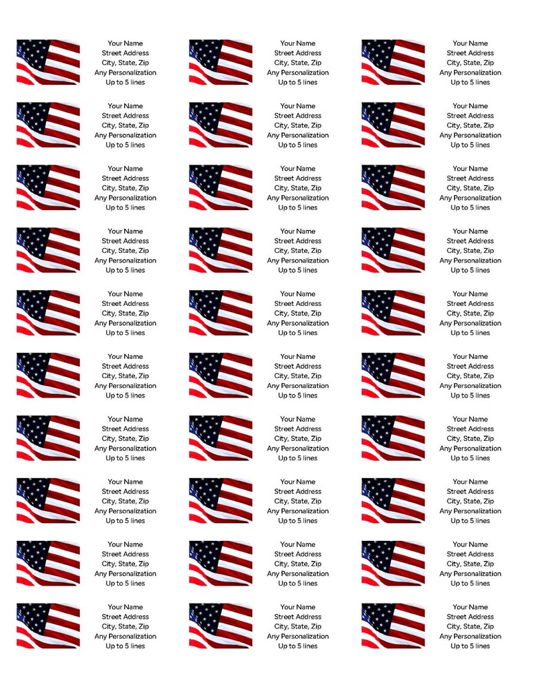 81 Personalized Return Address Labels Custom Mailing Stickers USA Waving Flag