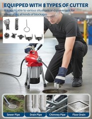Commercial 100ft 5/8” Sewer Snake Drain Auger Cleaner Cleaning Machine Plumbing