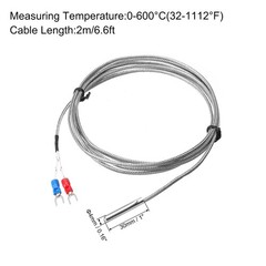 E Type Thermocouple Temperature Sensor Probe 4x30mm 6.6ft Wire, 0 – 600°C