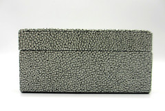 Leather Box Small Shagreen Embossed Gray Black