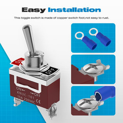 Toggle Switch, 12V 30A Heavyduty On/Off 2Pin SPST Waterproof Toggle Switch with