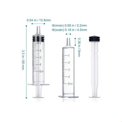 25/50/100 Pack 3ml 5ml Luer Slip Syringes without Needle, Disposable, Sterile