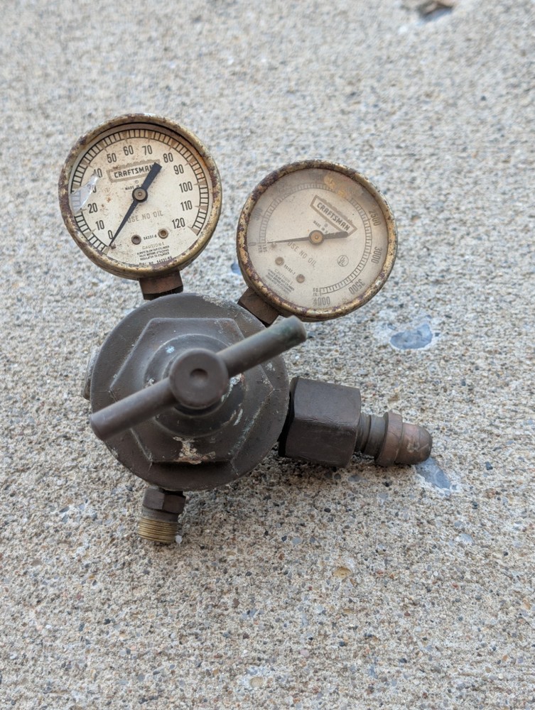 VTG Craftsman Dual Gauge Regulator Brass Oxygen, Steam Punk Welding