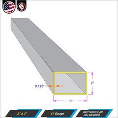 2″ x 3″ Galvanized Rectangular Tube – Mild Steel – 11 ga – ERW – 84″ inch long