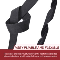 Heat Shrink Braided Sleeve Wire Loom 2:1 Abrasion Protect Wire Harness Sheath