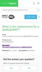 Square D Q2M2200MT / QBM22200TN Main Breaker 200 Amp – 2 Yr Warranty